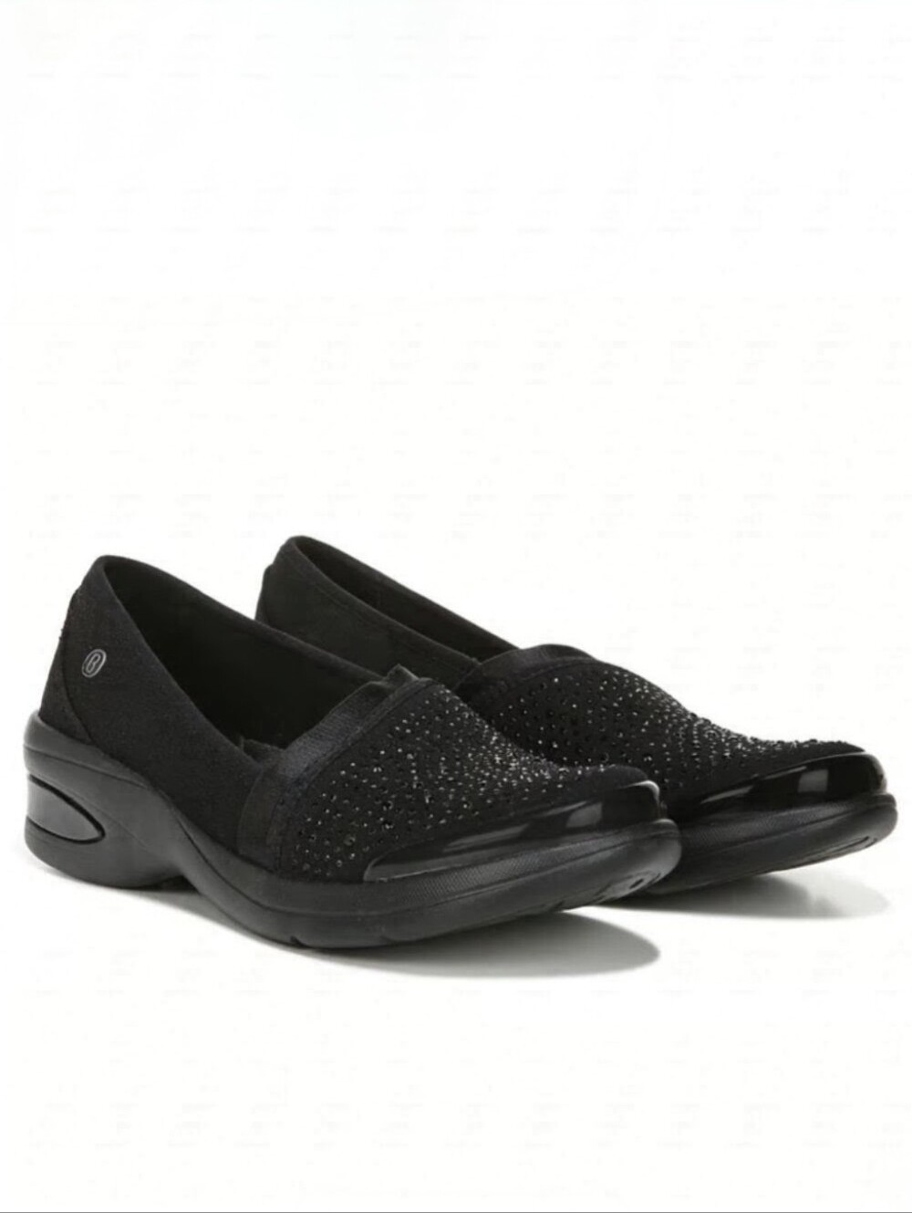 New Bzees Red Hot Washable Rhinestone Slip On Comfort Loafers Size 10 Black